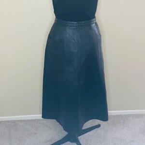 David Benjamin 100% Genuine Leather Black A-line with Pockets Skirt 10